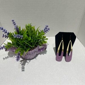 Elegant Purple and Cream Earrings